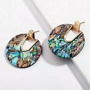 New 🎅Anthro Green and Golden Round Resin Earrings